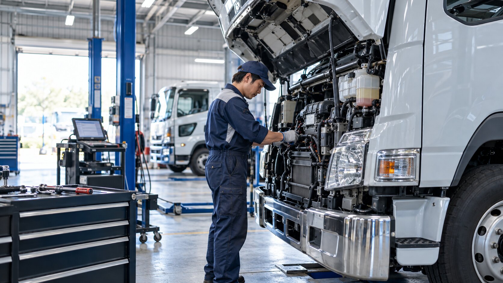 トラックを整備する作業のイメージ